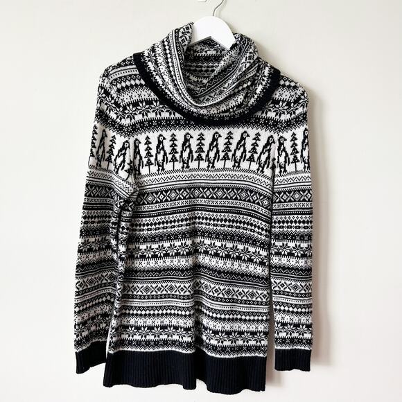 Ann Taylor LOFT Wool Blend Fair Isle Sweater Size M Penguin Novelty Print Knit - Picture 1 of 5